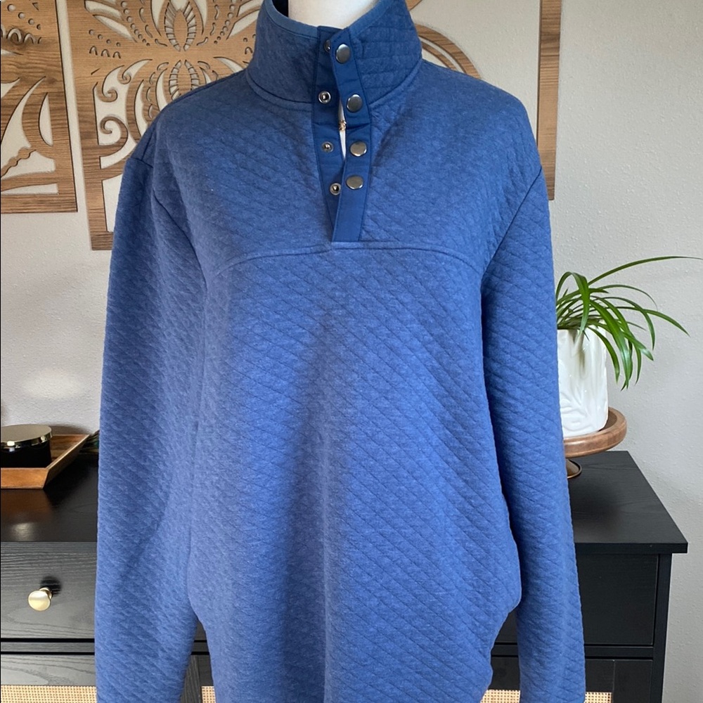 Sonoma Blue Quilted Sweatshirt with High Collar